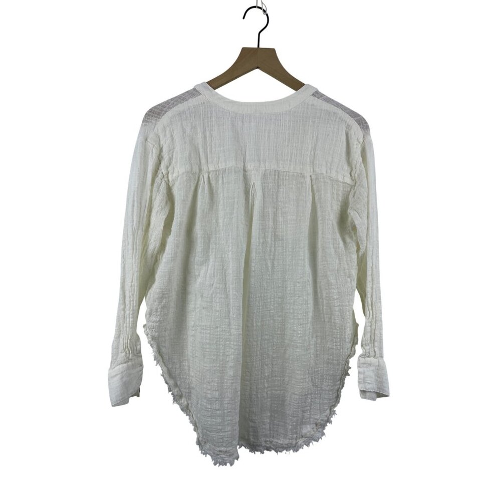 Free People Womens Small Talk To Me Gauzy Sheer White Boho Beach Lagenlook Tunic - Picture 7 of 9